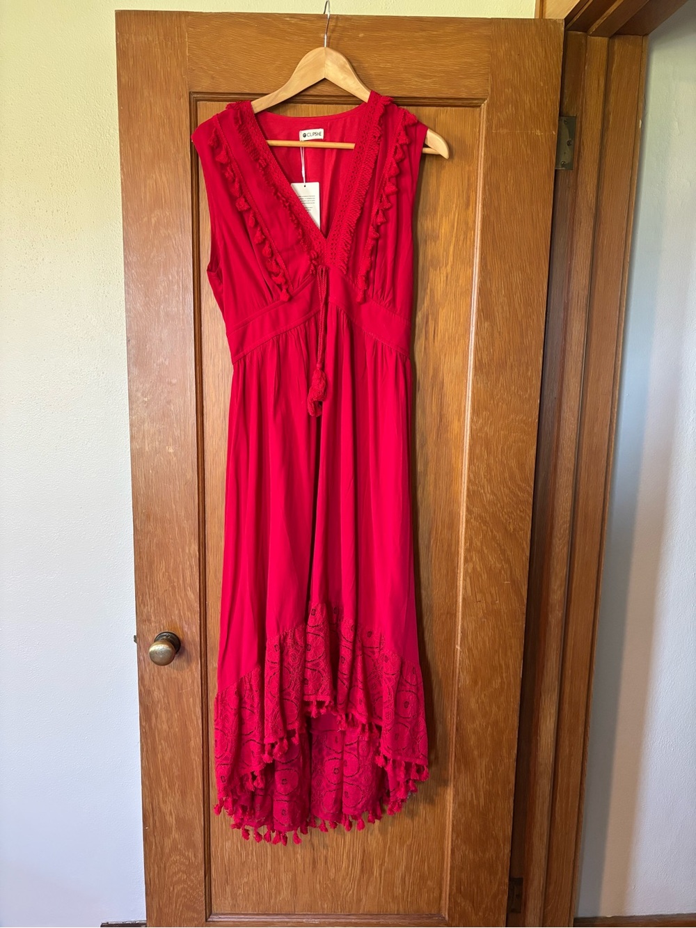 Cupshe Red Sleeveless High-Low Maxi Dress